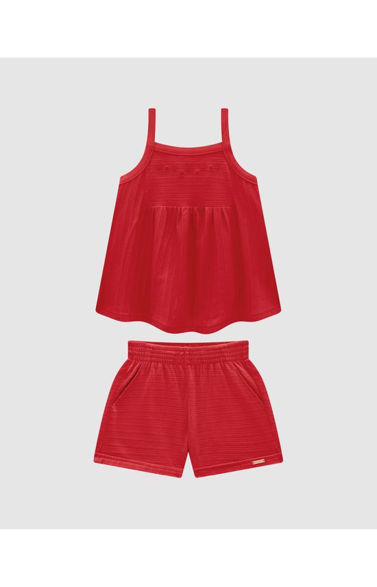 Conjunto Menina Regata E Shorts Em Malha Texturizada - Carinhoso