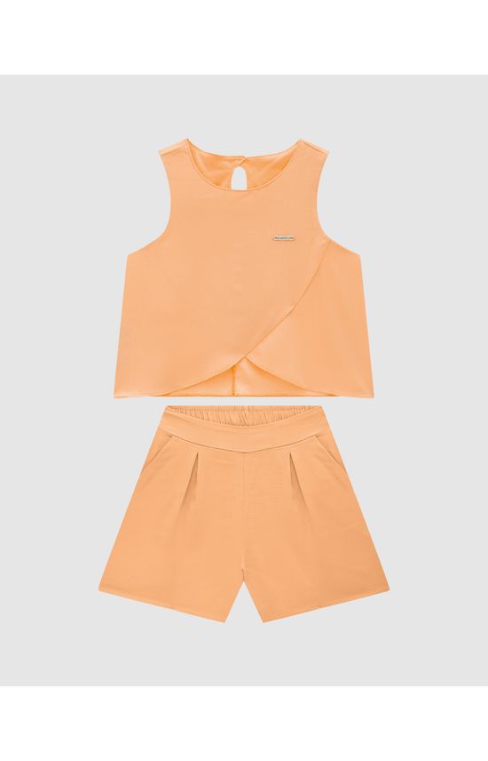 Conjunto Menina Regata Detalhe Transpassado Em Viscose Lurex - Carinhoso