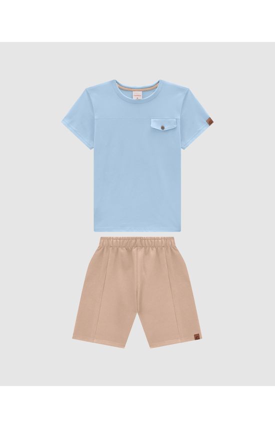 Conjunto Menino Camiseta Bolso Decorativo Em Algodão - Carinhoso