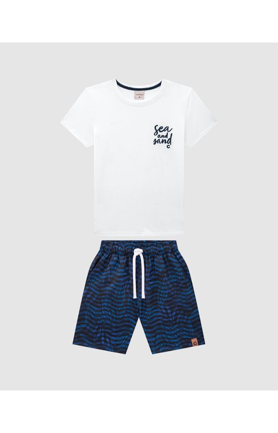Conjunto Menino Camiseta Sea And Sand Em Algodão - Carinhoso