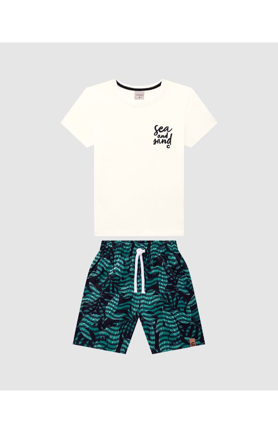 Conjunto Menino Camiseta Sea And Sand Em Algodão - Carinhoso