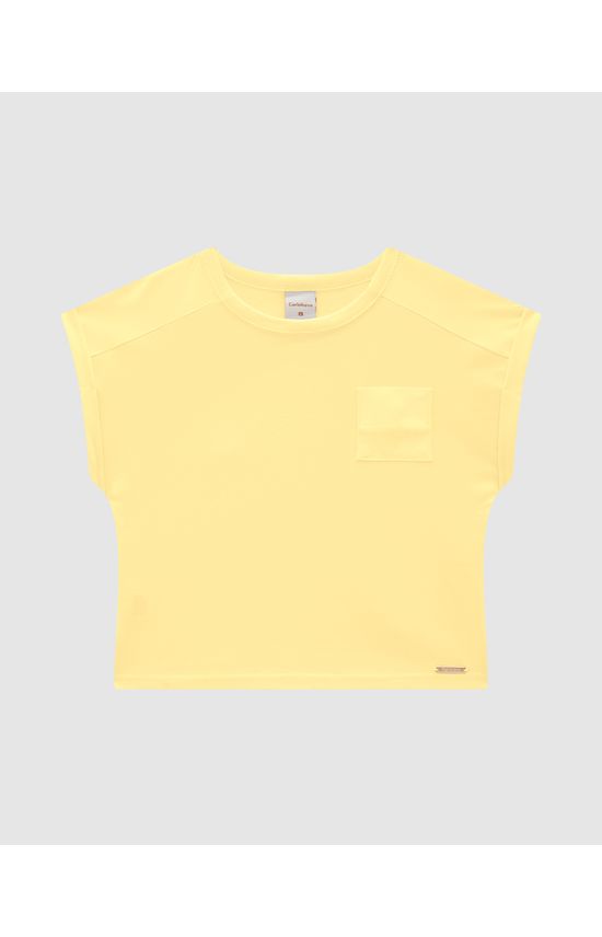 Blusa Menina Box Bolso Peitoral Em Algodão - Carinhoso