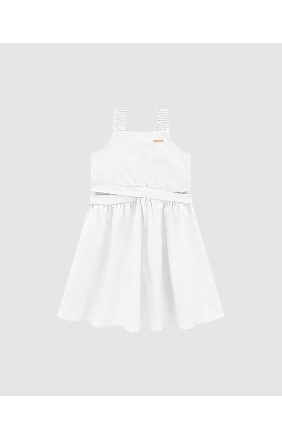 Vestido Menina Detalhe Transpassado Em Algodão Stretch - Carinhoso