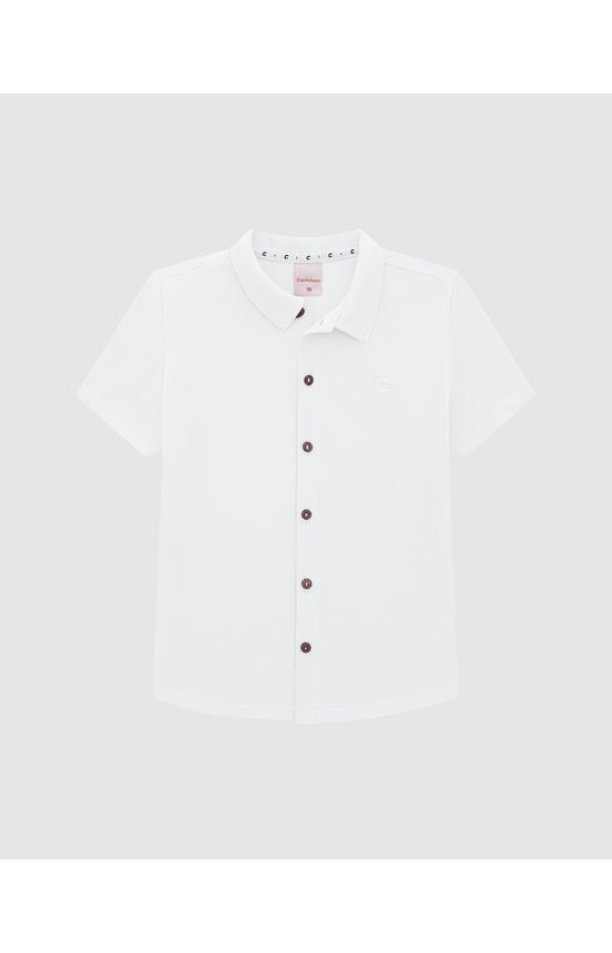 Camisa Menino Abotoamento Frontal Em Piquet Premium - Carinhoso