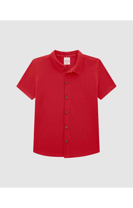 Camisa Menino Abotoamento Frontal Em Piquet Premium - Carinhoso
