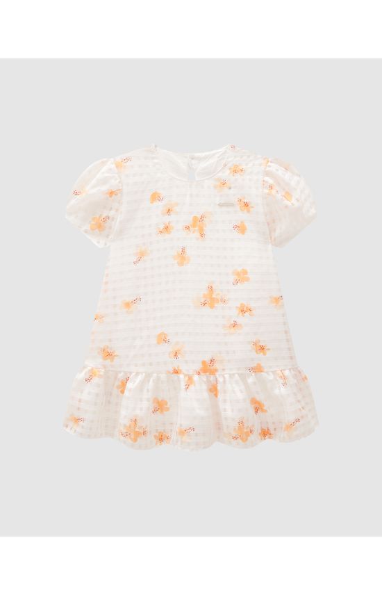 Vestido Menina Evasê Em Organza - Carinhoso