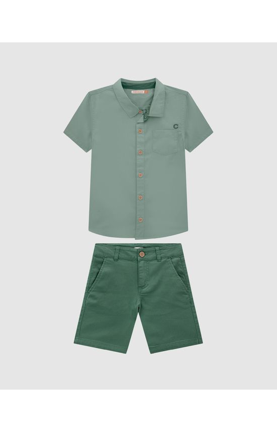 Conjunto Menino Camisa Manga Curta Em Algodão - Carinhoso