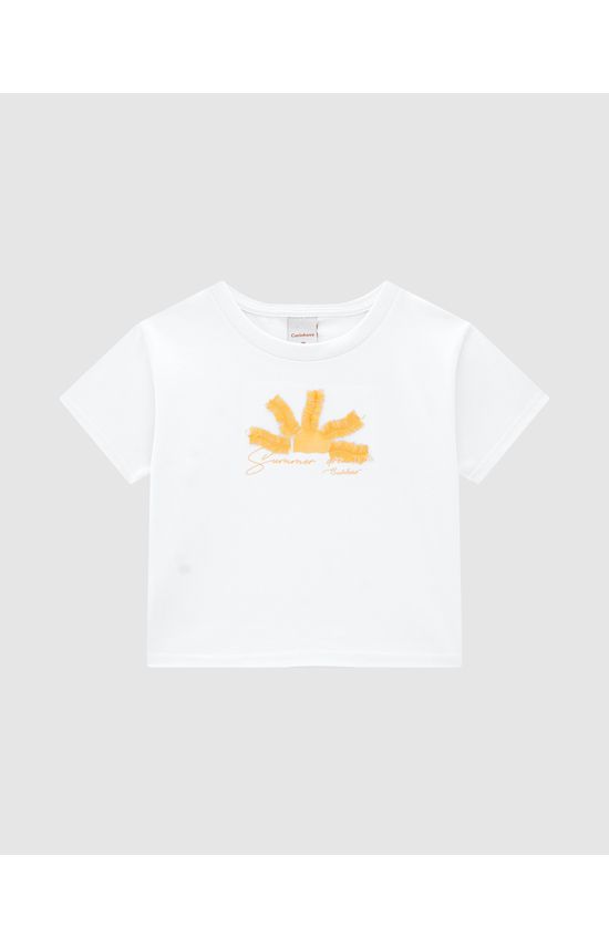 Blusa Menina Box Estampa + Bordado Em Algodão - Carinhoso