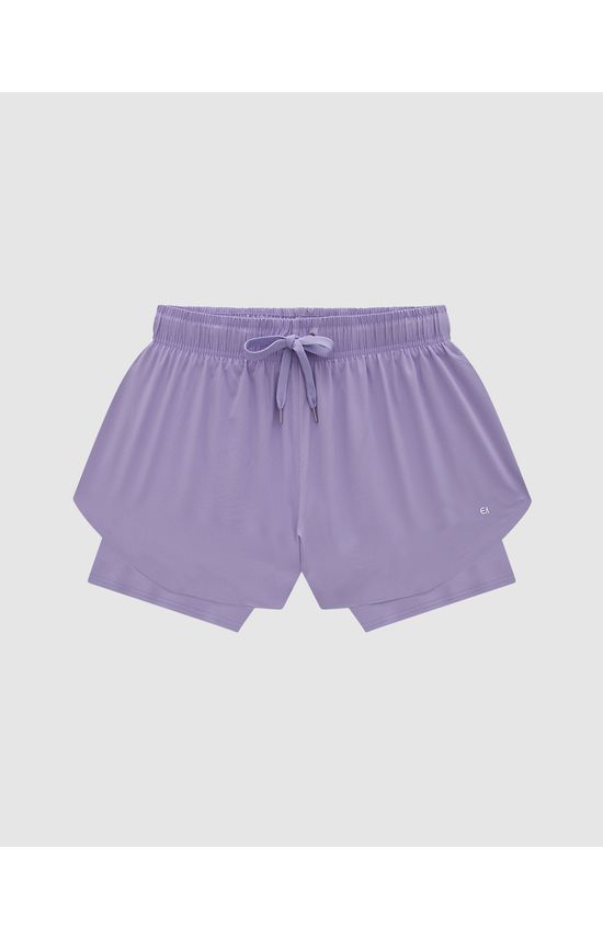 Shorts Duplo Feminino Cadarço Frontal Em Tafetá - ENFIM