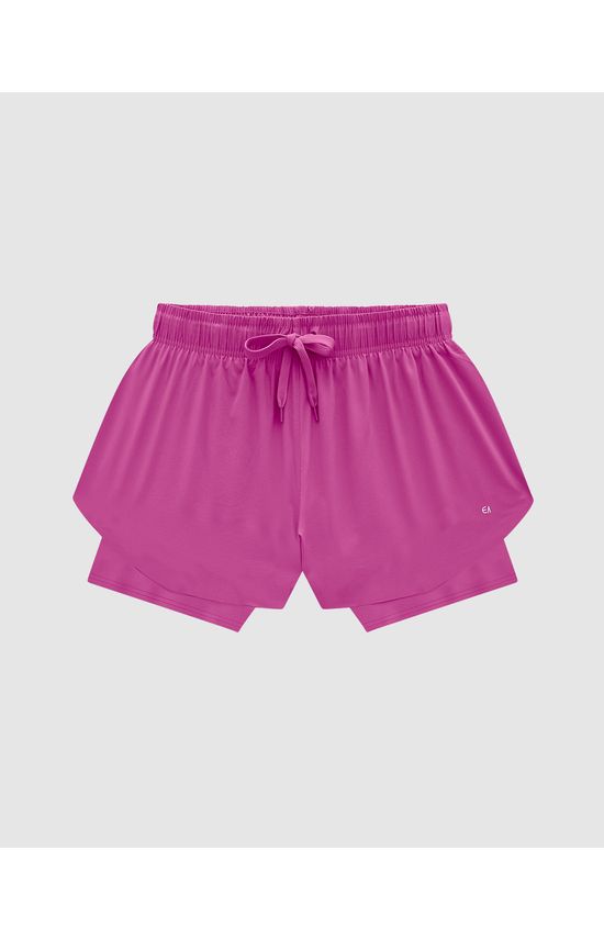 Shorts Duplo Feminino Cadarço Frontal Em Tafetá - ENFIM