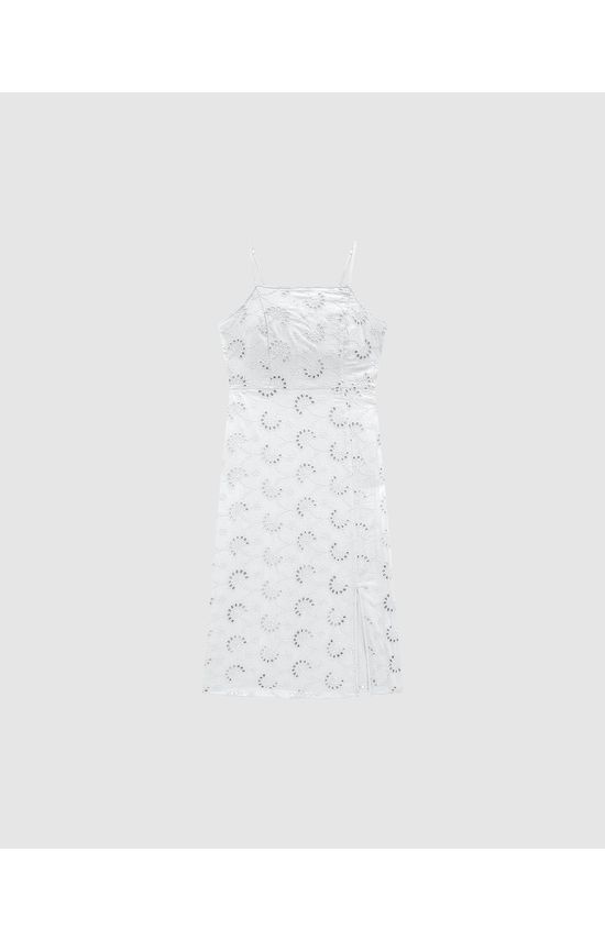 Vestido Midi Feminino Alça Fina Em Laise Algodão - ENFIM