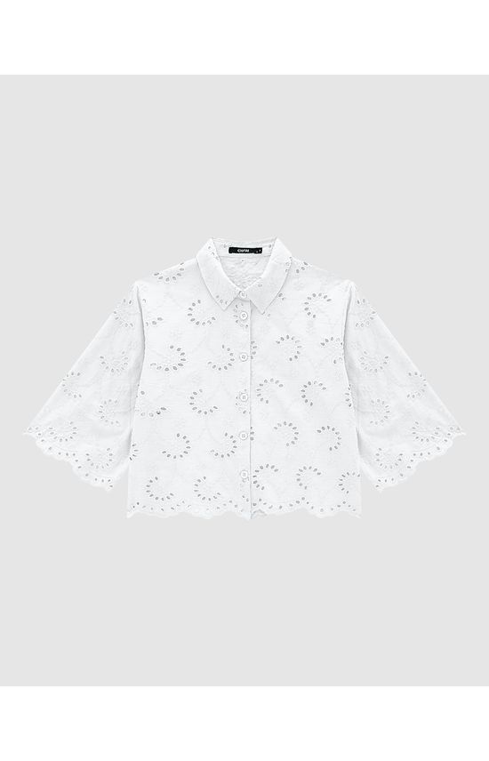 Camisa Cropped Feminina Em Laise Algodão - ENFIM