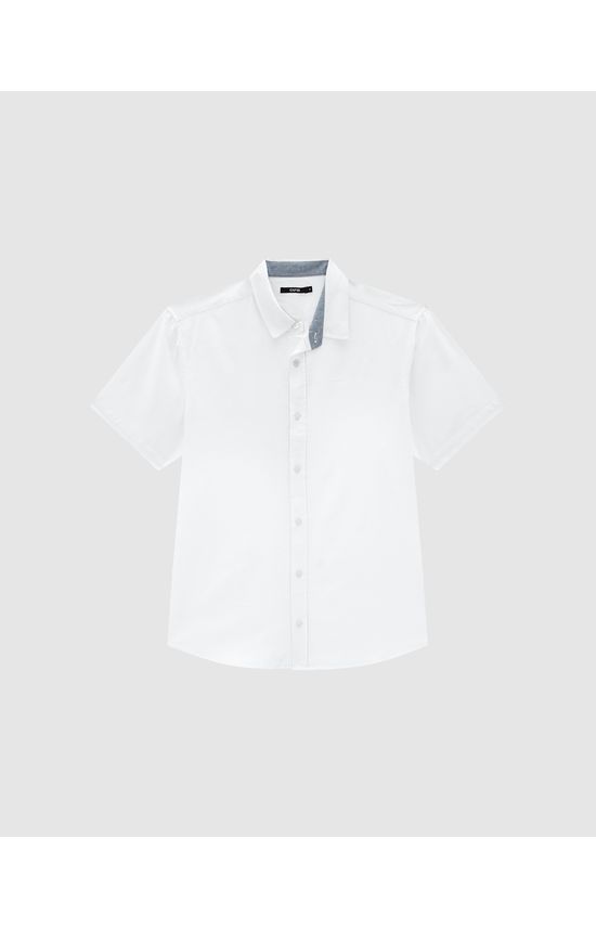 Camisa Masculina Regular Manga Curta Em Algodão Com Linho - ENFIM