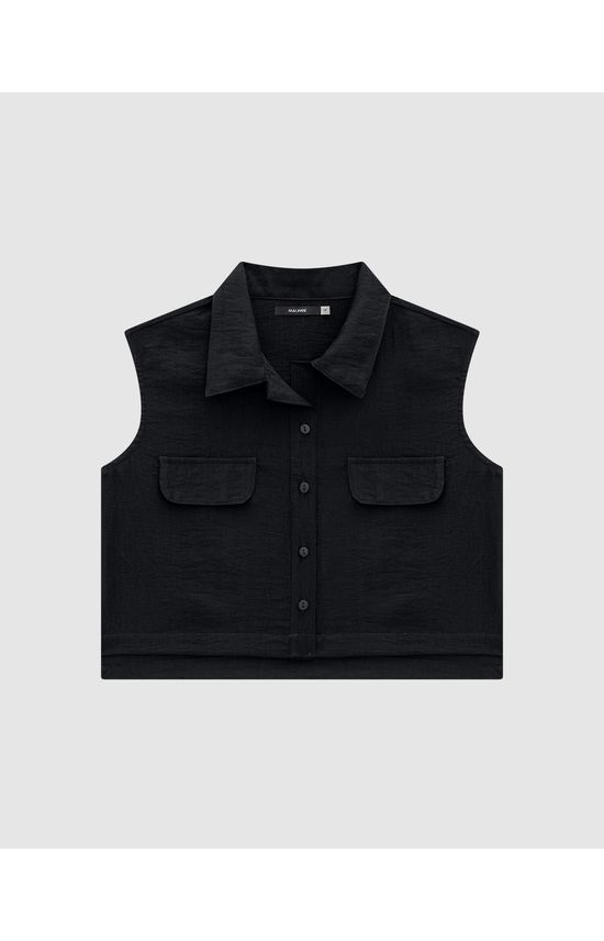 Camisa Feminina Box Lapela Frontal Em Viscose - ENFIM