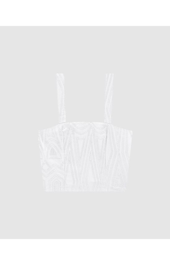 Blusa Cropped Feminina Em Tecido Bordado Geométrico - ENFIM