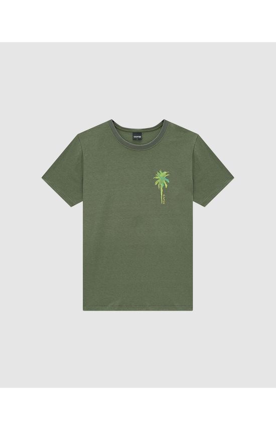 Camiseta Masculina Slim Estampa Frente E Costas Em Malha Linho - ENFIM