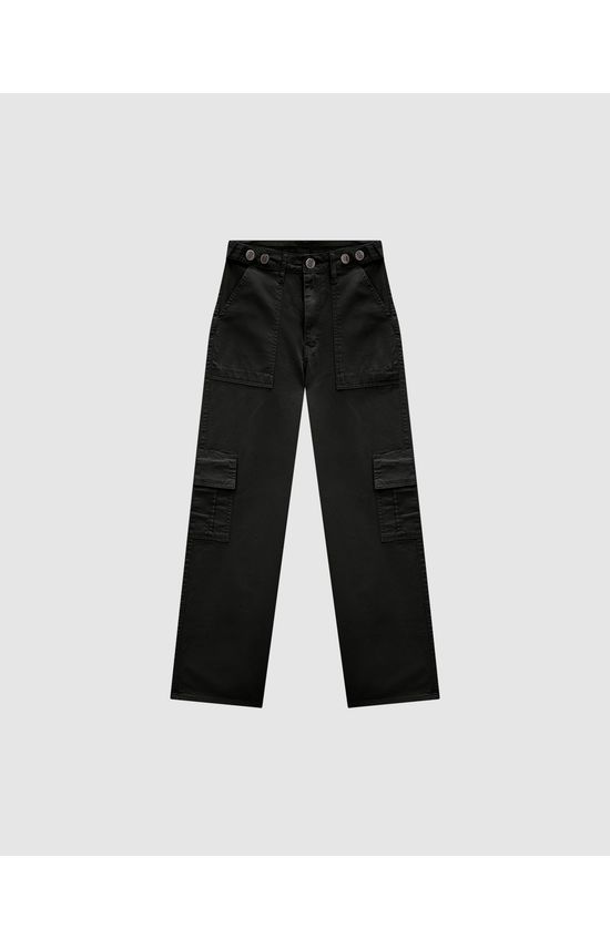 Calça Feminina Reta 90's Bolso Cintura Com Regulador Em Sarja - ENFIM