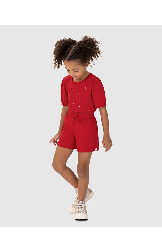Conjunto Infantil Menina Blusa Detalhe Strass Em Algodão Malwee Kids