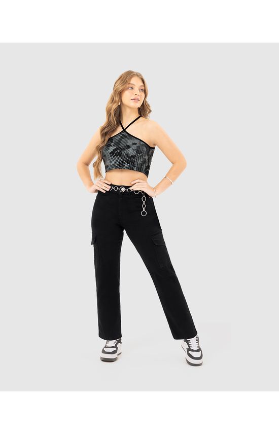 Calça Menina Straight Cargo Cintura Alta Em Sarja Stretch Malwee Kids