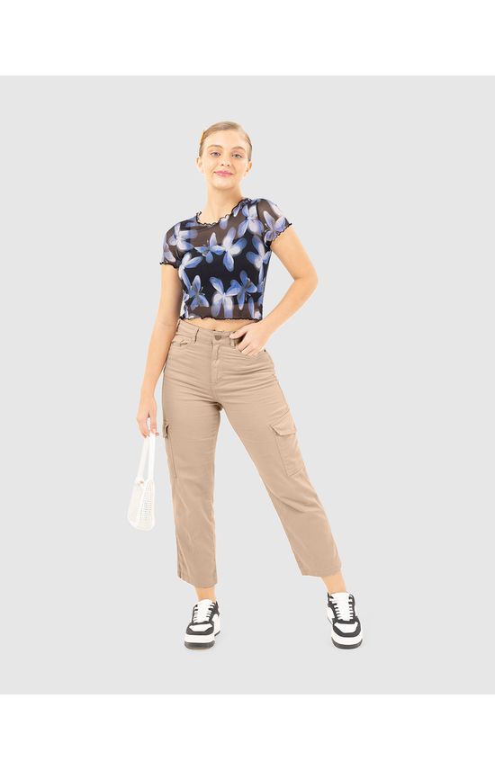 Calça Menina Straight Cargo Cintura Alta Em Sarja Stretch Malwee Kids
