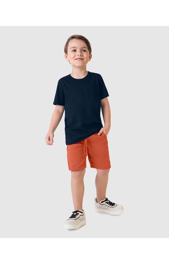 Bermuda Infantil Menino Cadarço Frontal Em Sarja Com Elastano Malwee Kids