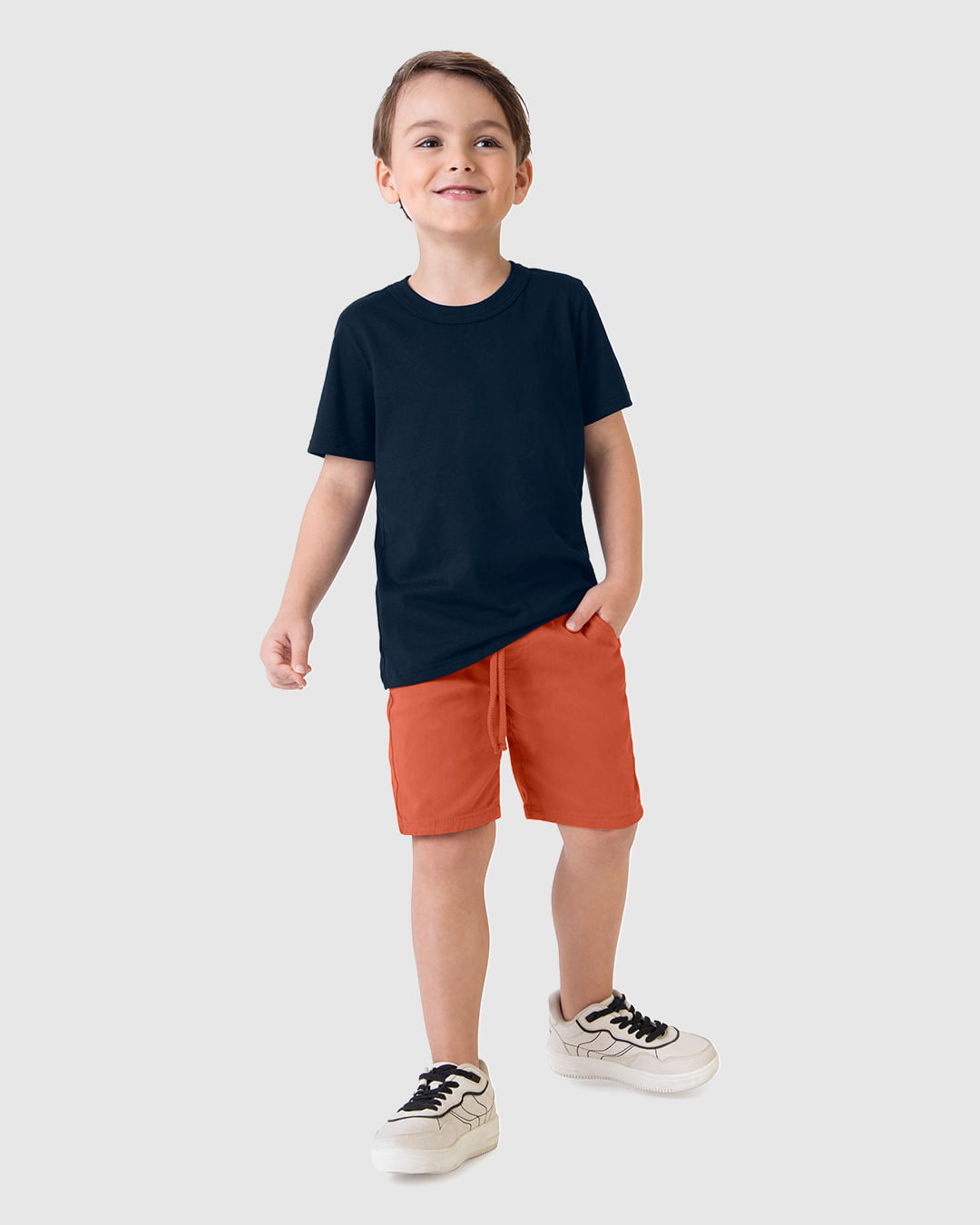 Bermuda Infantil Menino Cadarço Frontal Em Sarja Com Elastano Malwee Kids - Imagem 4