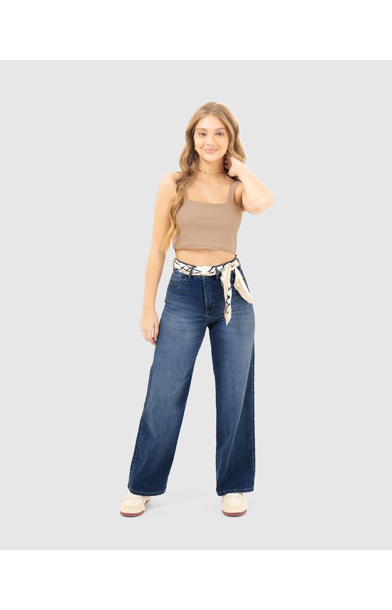 Calça Menina Wide Leg Cintura Alta Em Jeans Stretch Malwee Kids