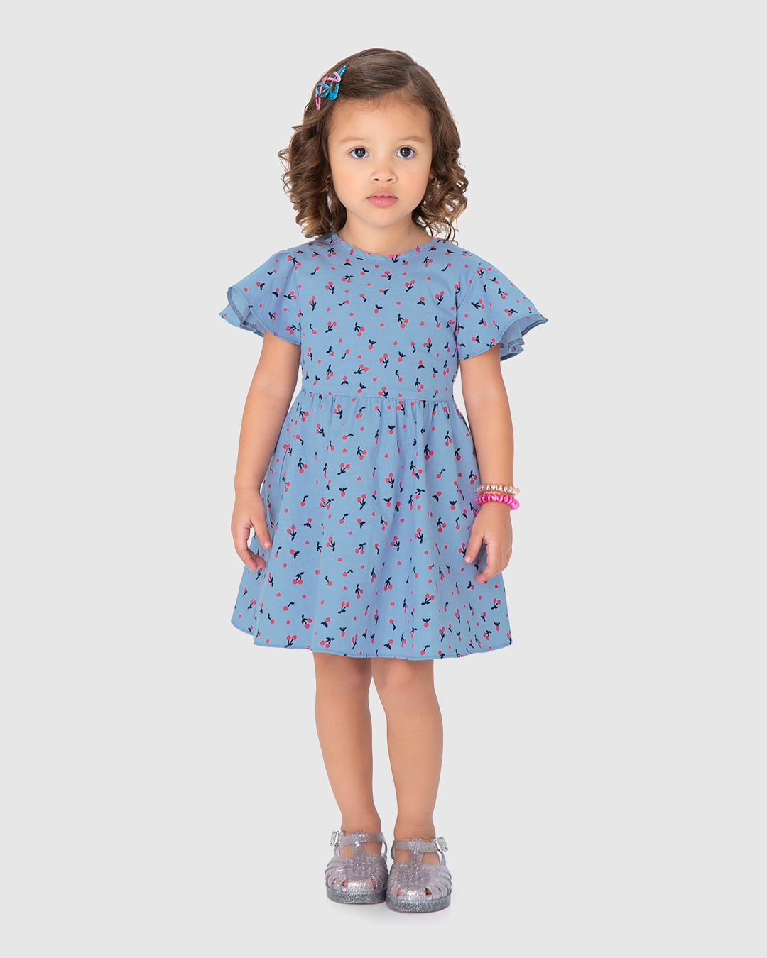 Vestido Infantil Estampa Cerejas Em Algodão Chambray Malwee Kids - Imagem 13
