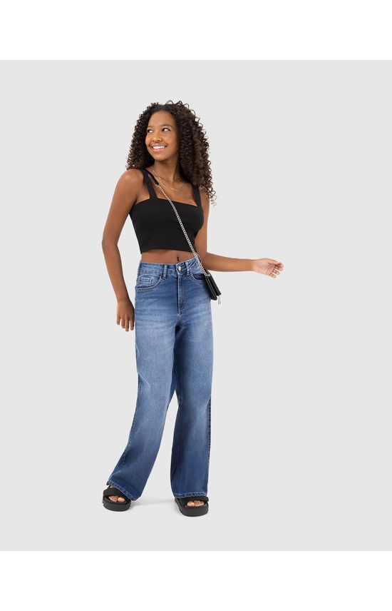 Regata Cropped Menina Decote Reto Em Malha Canelada Malwee Kids