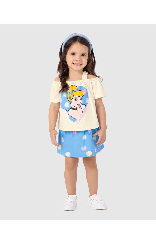 Conjunto Infantil Menina Cinderella Princesa Disney Em Algodão Malwee Kids