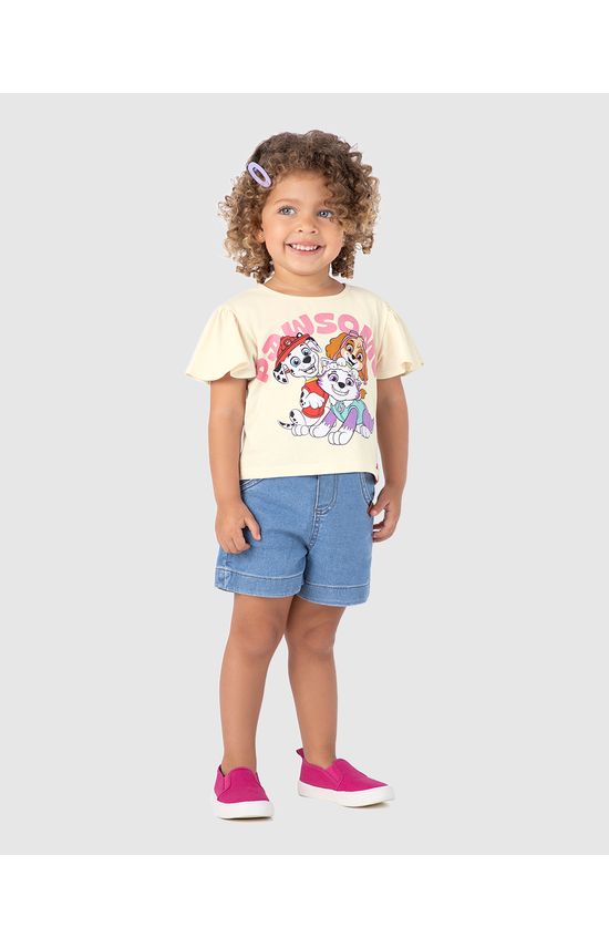 Blusa Infantil Menina Manga Babado Patrulha Canina Malwee Kids