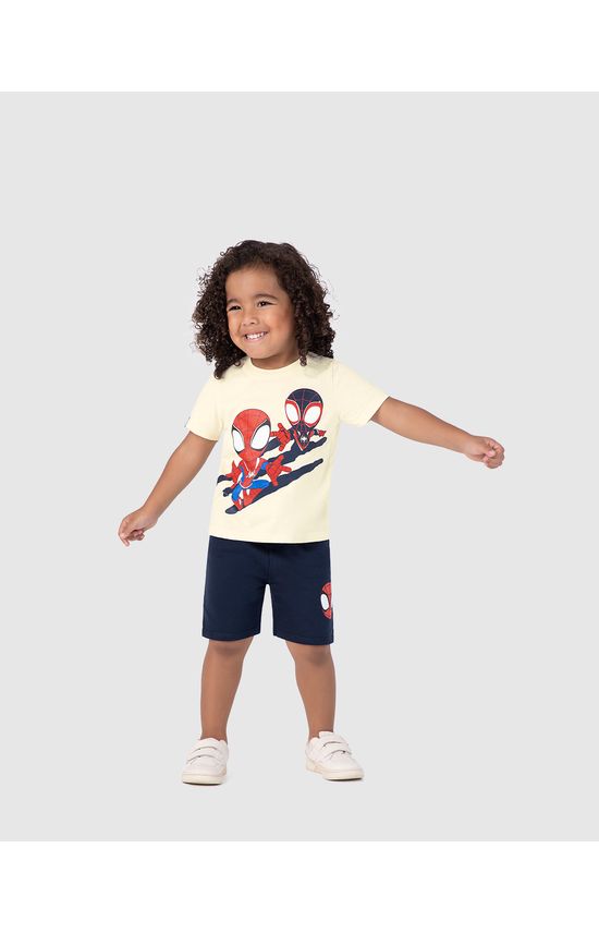 Conjunto Infantil Menino Bermuda Homem-Aranha Em Moletinho Malwee Kids