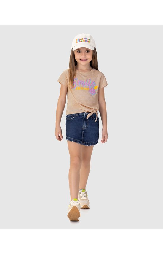 Blusa Infantil Menina Smile Amarração Frontal Em Malha Rajada Malwee Kids