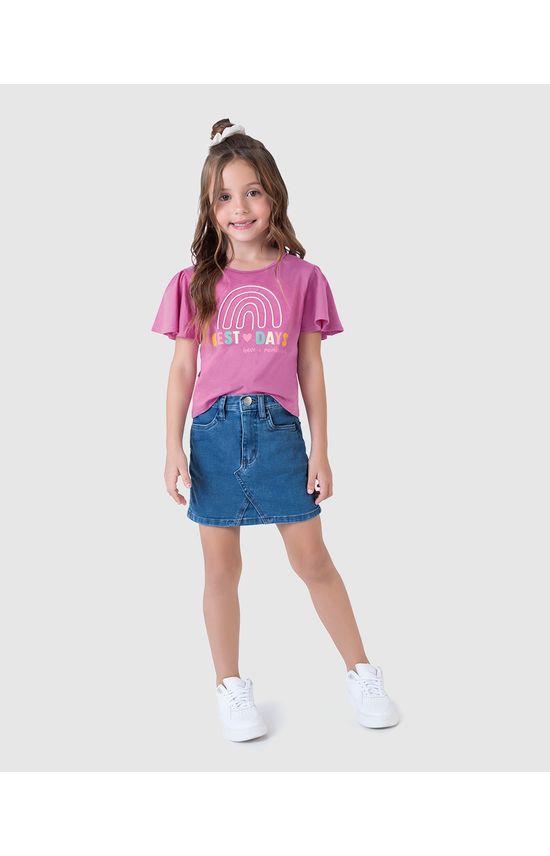 Blusa Infantil Menina Best Days Have A Rainbow Em Algodão Malwee Kids