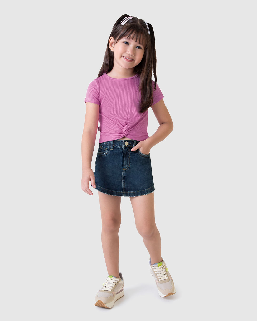 Blusa Infantil Menina Torção Frontal Em Malha Viscose Canelada Malwee Kids