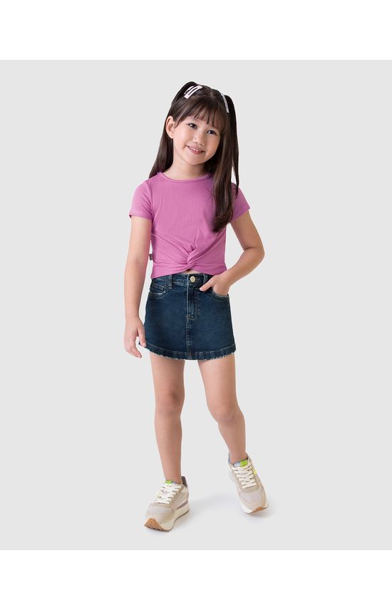 Blusa Infantil Menina Torção Frontal Em Malha Viscose Canelada Malwee Kids