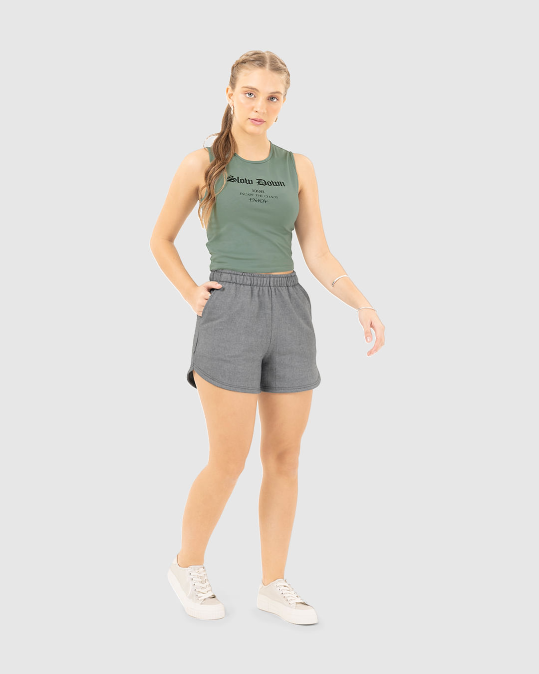 Shorts Menina Cós Elástico Em Moletom Listrado Malwee Kids - Imagem 7
