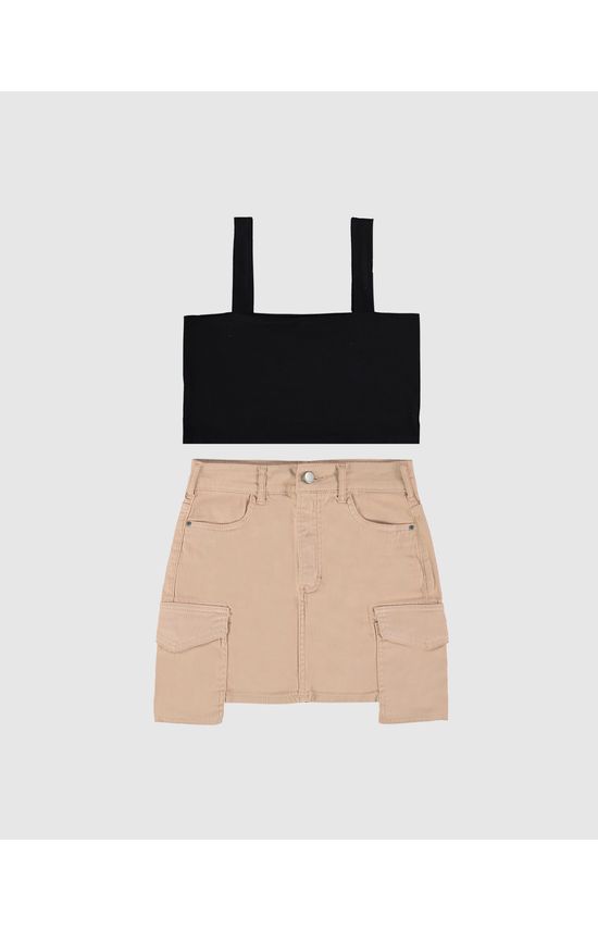 Conjunto Menina Regata Cropped E Saia Malwee Kids