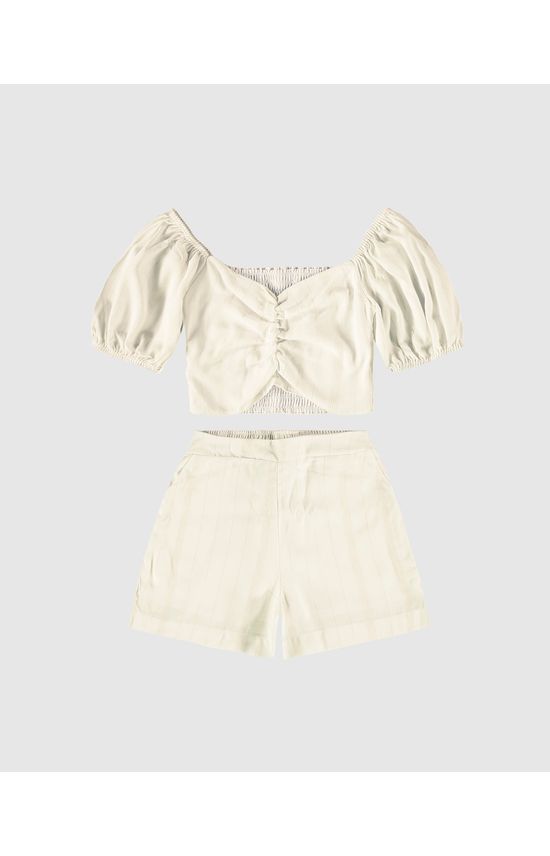 Conjunto Menina Cropped E Shorts Em Viscose Lurex Malwee Kids