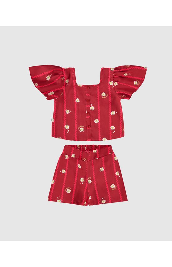 Conjunto Infantil Menina Blusa Com Botões Decorativos Malwee Kids