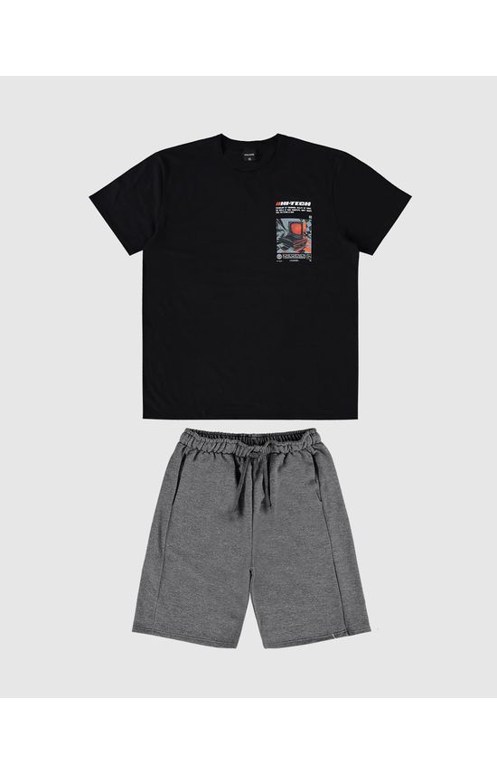 Cojunto Menino Camiseta Estampa Peitoral Em Algodão Malwee Kids
