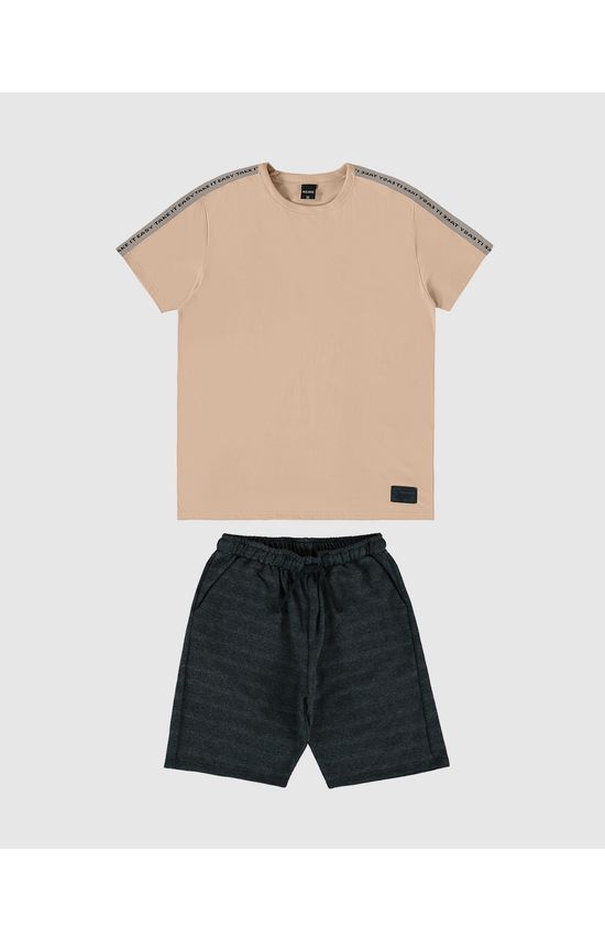 Conjunto Menino Bermuda Em Moletom Texturizado Malwee Kids
