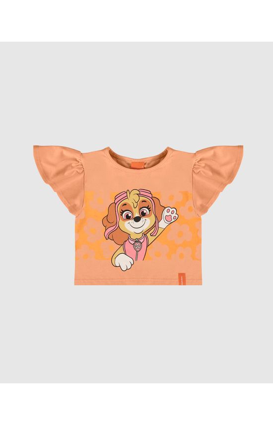 Blusa Infantil Menina Manga Babado Patrulha Canina Malwee Kids