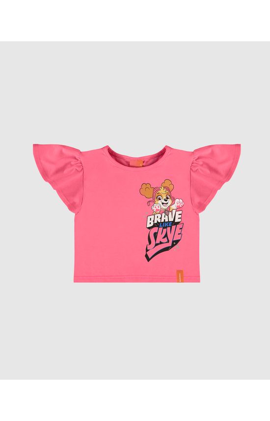 Blusa Infantil Menina Manga Babado Patrulha Canina Malwee Kids