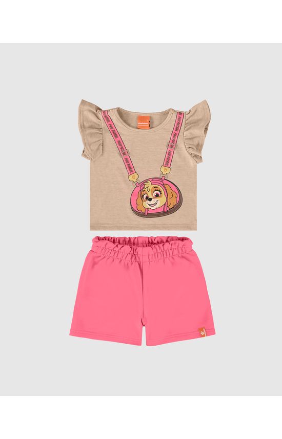 Conjunto Infantil Menina Blusa Patrulha Canina Em Malha Rajada Malwee Kids