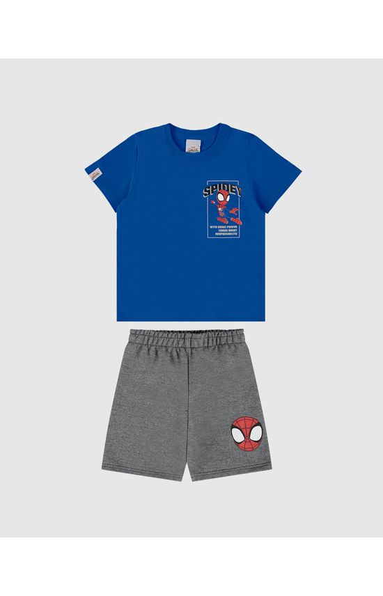 Conjunto Infantil Menino Bermuda Homem-Aranha Em Moletinho Malwee Kids