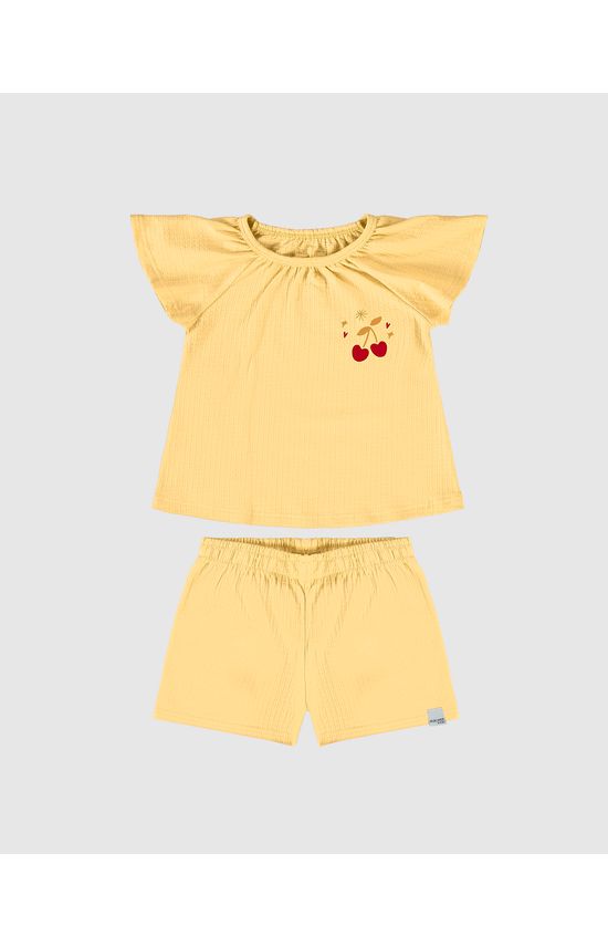 Conjunto Infantil Menina Estampa Peitoral Em Malha Texturizada Malwee Kids