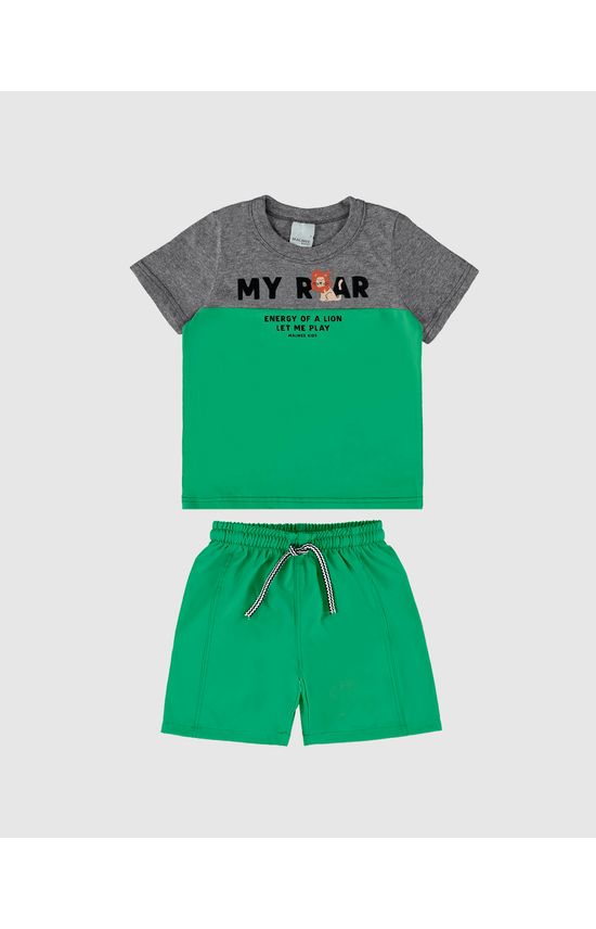 Conjunto Infantil Menino Camiseta My Roar Em Algodão Malwee Kids