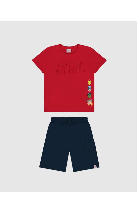 Conjunto Infantil Menino Camiseta Avengers Estampa Alto Relevo Malwee Kids