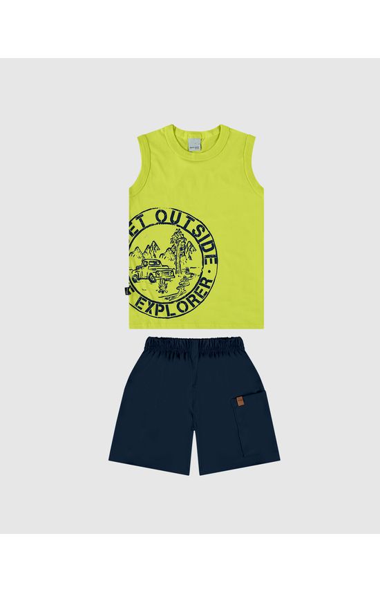 Conjunto Infantil Menino Regata Estampa Lettering Em Algodão Malwee Kids